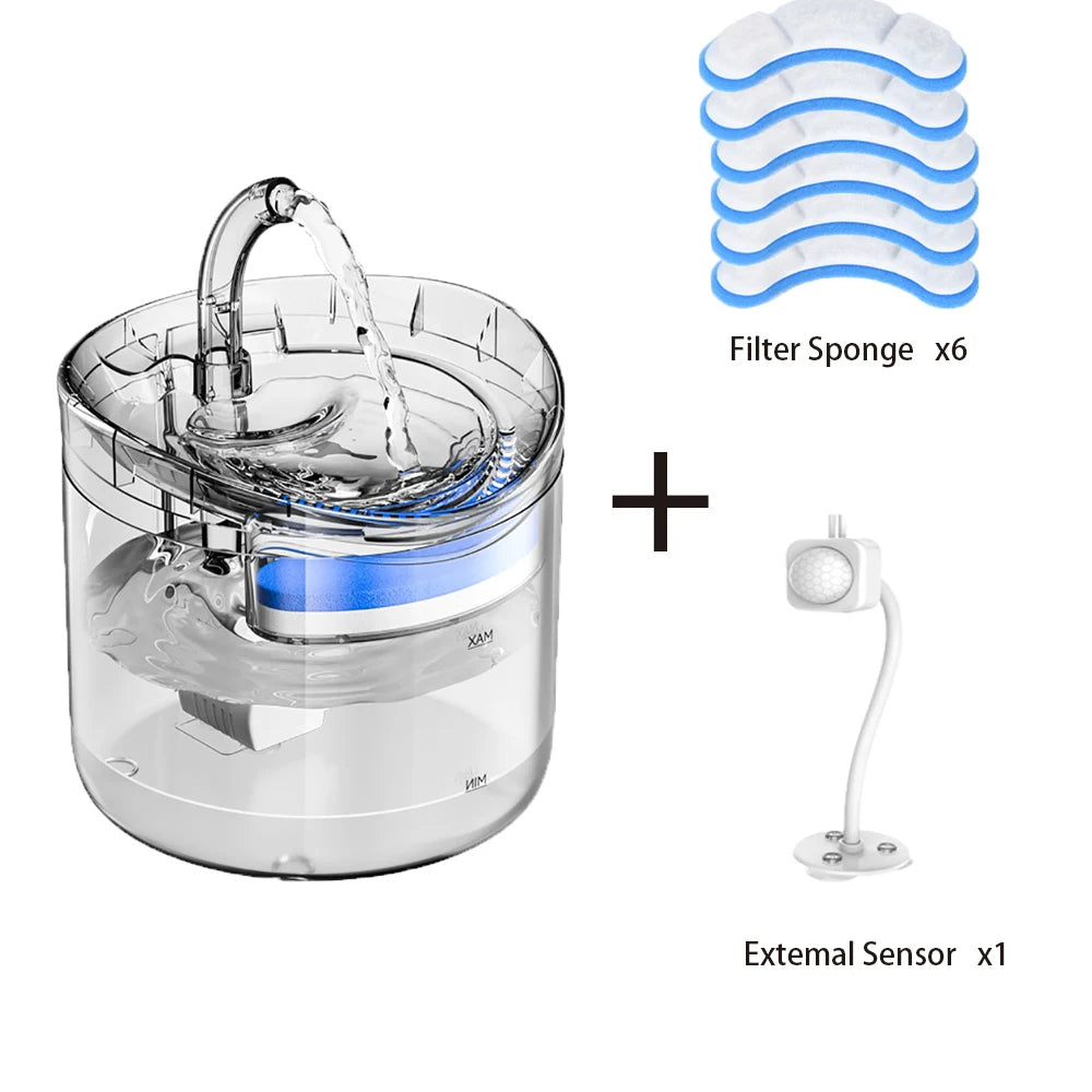 2L Pet Cat and Dog Drinker Activated Carbon Filter USB Powered Automatic Pet Feeder Motion Sensor Bowl Pet Silent Drinking Bowl